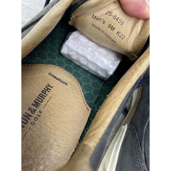 JOHNSTON & Murphy 258459 MCGUFFEY NAVY LEATHER Lace GOLF SHOES Men Sz 9M US/42EU - Picture 6 of 16